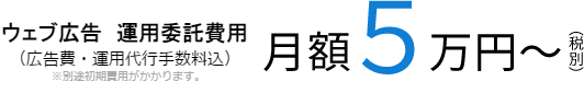 ウェブ広告(インターネット広告) 運用委託費用(運用代行手数料込)月額5万円~(税別)